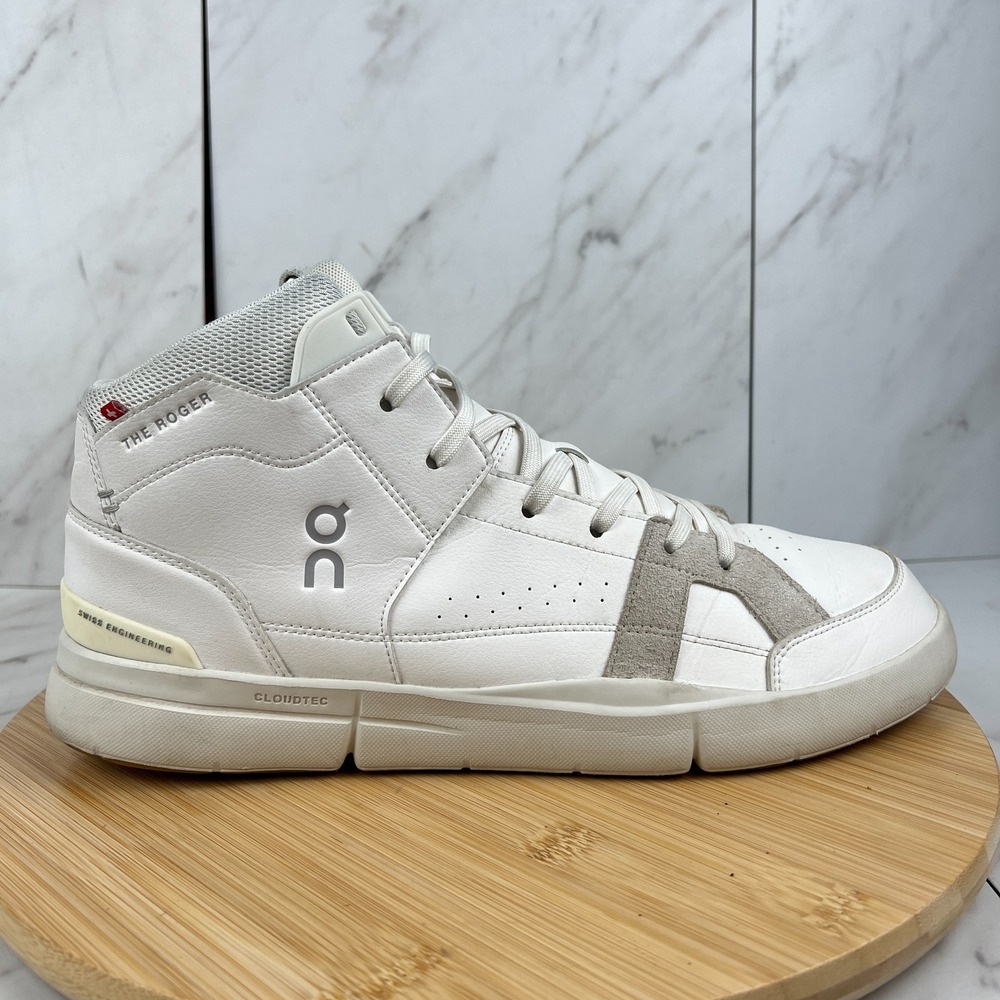 On Cloud The Roger Clubhouse Mid Mens Size 12 White Sand Sneakers Shoes 98.98328